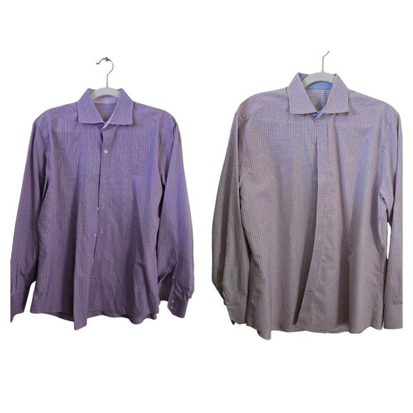 J. Hilburn By Tessitura Monti Custom Made Dress Shirts Lot Of 2 See Measurement - Picture 1 of 15